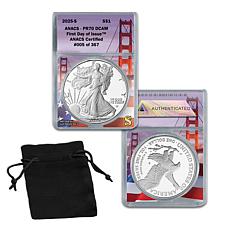 2025-S PR70 ANACS FDOI LE 367 Silver Eagle with San Francisco Label
