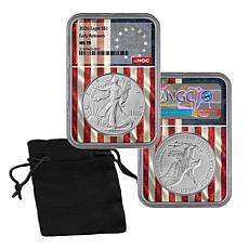2026 MS70 NGC Early Releases Silver Eagle with Betsy Ross Flag Core