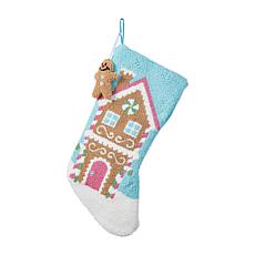 21" Hooked Gingerbread House Christmas Stocking