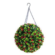 22-in UV Resistant Holly Berry Hanging  by Nearly Natural