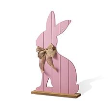 24" Easter Wooden Pink Bunny Porch Decor