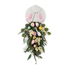 26" Easter Teardrop Wall Decor with Bunny and Tulips
