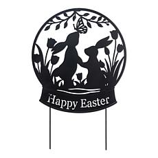 30"H Easter Metal Silhouette Bunny Couple Yard Stake/Wall Décor