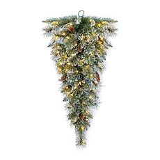 3ft Pre-Lit Frosted Greenery Pinecones Teardrop