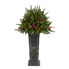 4' Holiday  Christmas Plant Pre-Lit and Glittered on Pedestal