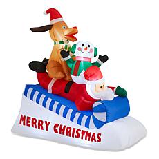6FT Lighted Inflatable Holiday Decoration with Santa & Friends