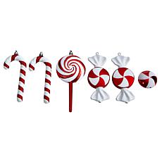 7” Assorted Candy Cane Deluxe Shatterproof Ornament - Set of 6