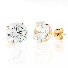 A&M 14K Yellow Gold 4mm Square Cubic Zirconia Stud Earrings