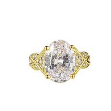 A&M Goldtone White Crystal Ring - Size 8