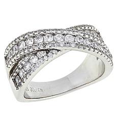 Absolute™ Sterling Silver Cubic Zirconia Round Pavé Crossover Ring