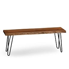 Alaterre Furniture Live Edge 48" Wood Entryway Bench with Hairpin Legs