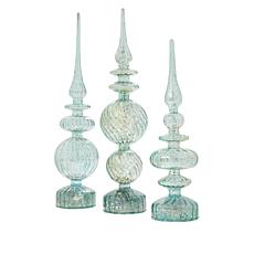 Alison at Home Illuminated Glass Finials with Timers 3-piece Set