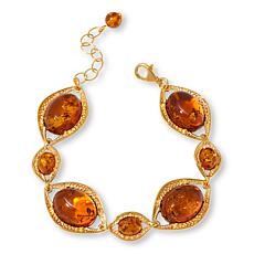 Amber Extraordinaire Gold-Plated Sterling Silver Oval Station Bracelet