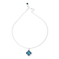 Amber Extraordinaire Sterling Silver Blue Clover Pendant with Chain