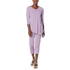 Antthony 2-piece Asymmetric V-Neck Top and Cropped Pant Set