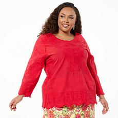 Antthony Embroidered Scalloped Edge Blouse
