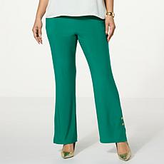 Antthony Pull-On Straight Leg Pant with Button Detail