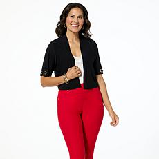 Antthony Studio Knit Short-Sleeve Shrug with Grommet Detail