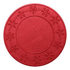 Aqua Shield Snowflake 35" Round Tree Skirt Mat - Solid Red