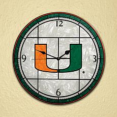 Art Glass Wall Clock - University of Miami