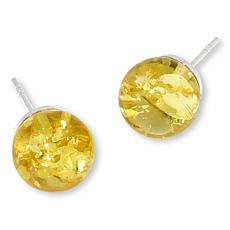 "As Is" Amber Extraordinaire Sterling Silver 11mm Round Stud Earrings