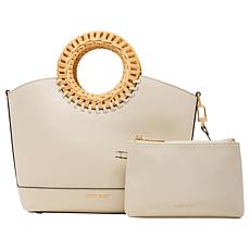 "As Is" Anne Klein Solid Tote with Straw Handle