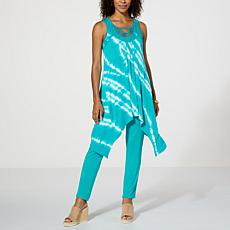 "As Is" Antthony 2-piece Tie Dye Knit Handkerchief-Hem Tunic Tank &...