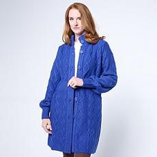 "As Is" Antthony Chunky Cable Knit Turtleneck Sweater Coat