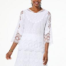 "As Is" Antthony Embroidered Crochet Detail Woven Tunic