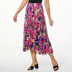 "As Is" Antthony Printed Mesh Knit Midi Skirt with Front Slit