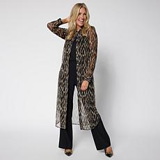 "As Is" Antthony Printed Mesh Shirttail Hem Duster