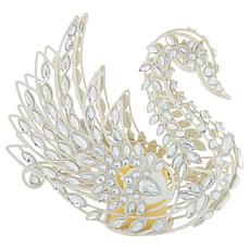 "As Is" august & leo 9" Jeweled Glitter Swan Décor with Flameless C...