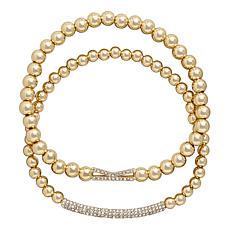 "As Is" BAUBLEBAR Initial and Bar Pisa Stretch Bracelet 2-piece Set