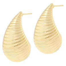 "As Is" Bellezza Bronze Horizontal Ridge Teardrop Earrings