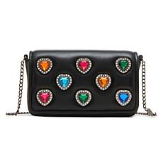 "As Is" Betsey Johnson Rise to the Occasion Bejeweled Crossbody Han...