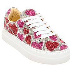 "As Is" Betsey Johnson Sidny Hearts or Lips Rhinestone Sneaker