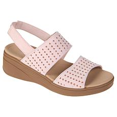 "As Is" Bzees Festive Machine Washable Stretch Fabric Wedge Sandal
