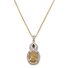 "As Is" C. Lopez Rutilated Quartz, London Blue Topaz & Zircon Pendant