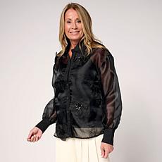 "As Is" C Wonder by Christian Siriano 3D Woven Button Front Top