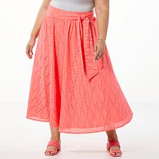 "As Is" C Wonder by Christian Siriano Eyelet Midi Skirt with Waist Tie