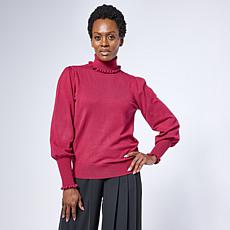 "As Is" C Wonder by Christian Siriano Luxe Blouson Sleeve Turtlenec...