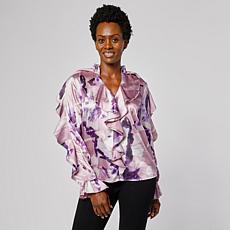 "As Is" C Wonder Chiffon Drama Ruffle Blouse