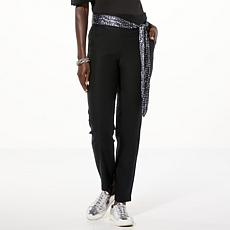 "As Is" C Wonder Performance Stretch Knit Scarf Belt Pant