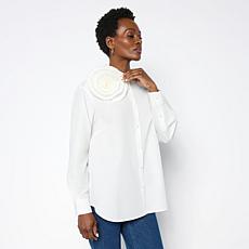 "As Is" C Wonder Rosette Detail Pleated Shirt