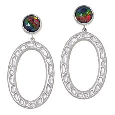 "As Is" Canadian Ammolite Gems Strlng Slvr Ammolite Oval Drop Earrings