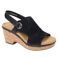 "As Is" Clarks Collection Giselle Sea Leather/Suede Wedge Sandal