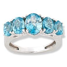 "As Is" Colleen Lopez Blue Zircon Sterling Silver 5-Stone Ring