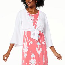 "As Is" Colleen Lopez Flutter Sleeve Tie-Front Top
