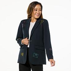 "As Is" Colleen Lopez Heat Set Heart Woven Blazer