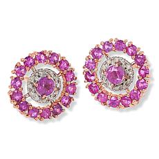 "As Is" Colleen Lopez Sapphire and Diamond Round Stud Earrings